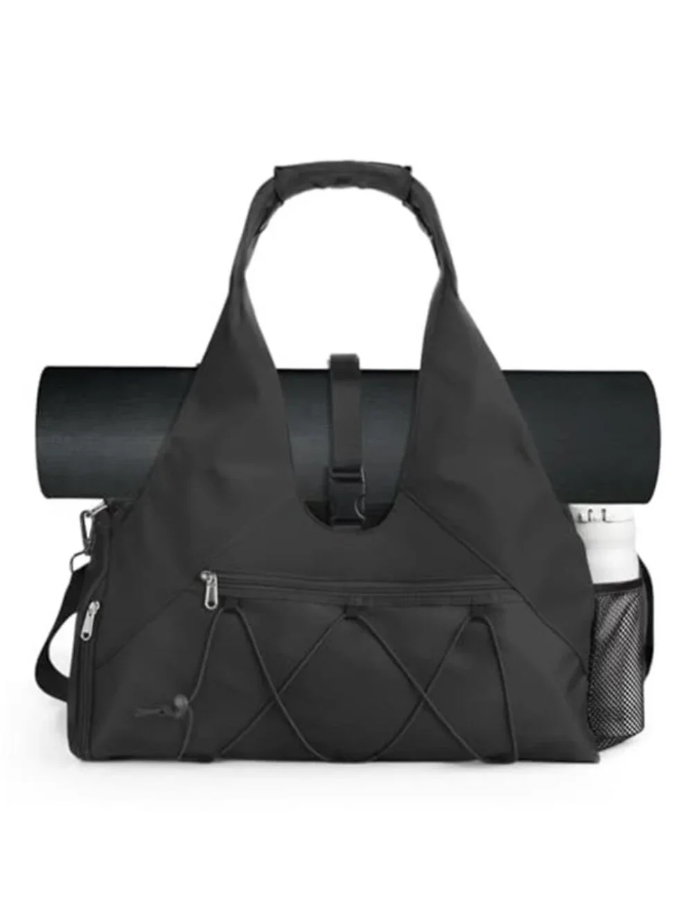 Women's Black Gym Bag Yoga Mat Holder Workout Fitness Tote